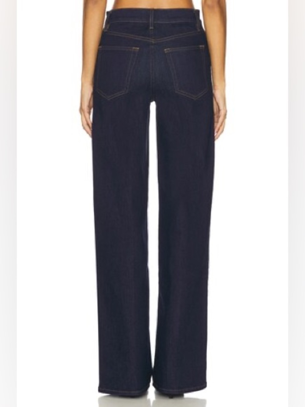 FRAME Le Slim Palazzo Long Jeans 25 High Rise Wide Leg Rinse Dark Wash $288 NWT - Picture 2 of 10